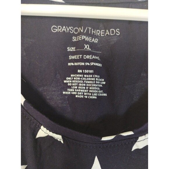 Grayson Patriotic American Red White Blue Star Stripes Size XL Sleep Knit Top - Picture 4 of 5